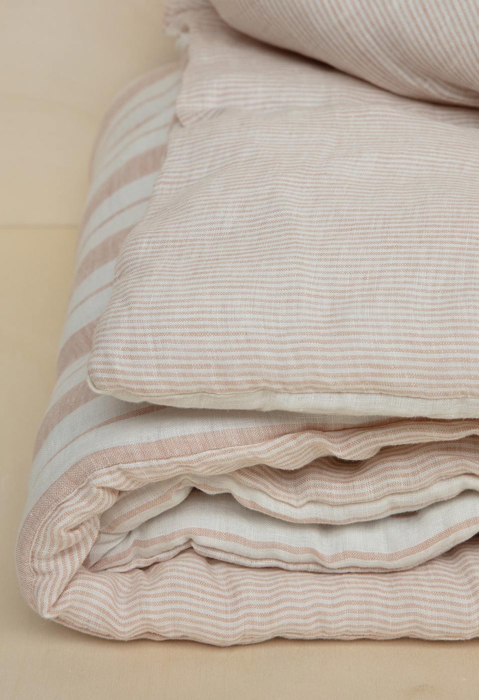 striped washed linen pink glaise milk