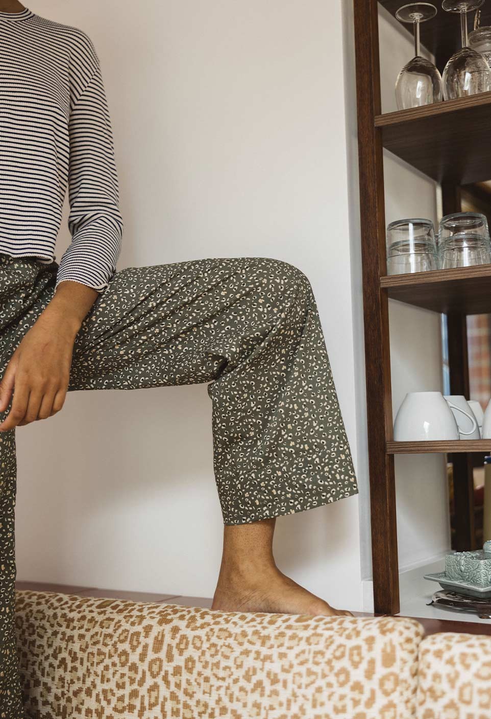 PANTALON DE PYJAMA  LÉOPARD KAKI