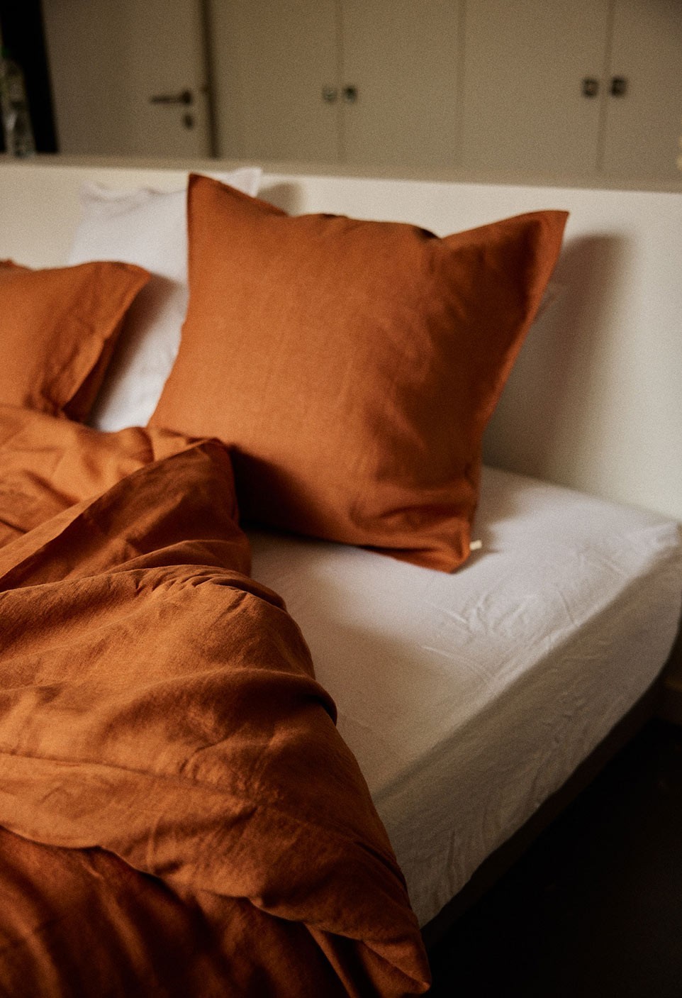 WASHED LINEN DUVET COVER  CARAMEL