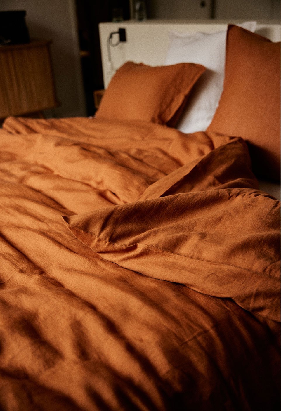 WASHED LINEN DUVET COVER  CARAMEL