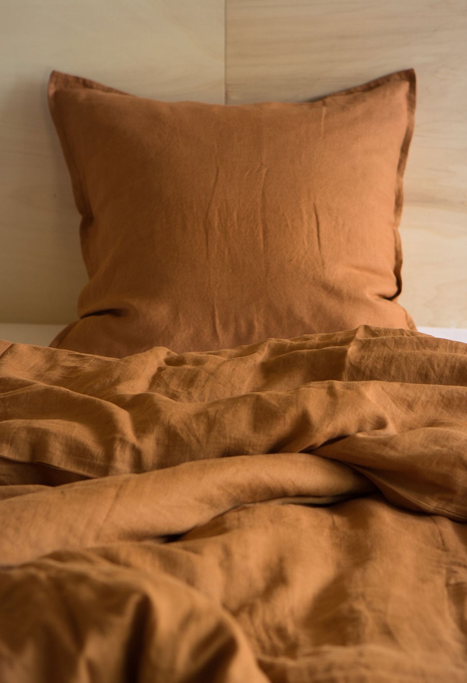 WASHED LINEN DUVET COVER  CARAMEL