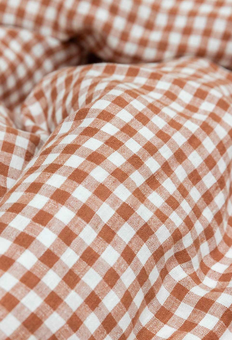 Check duvet cover - washed linen - vichy brique - bed linen