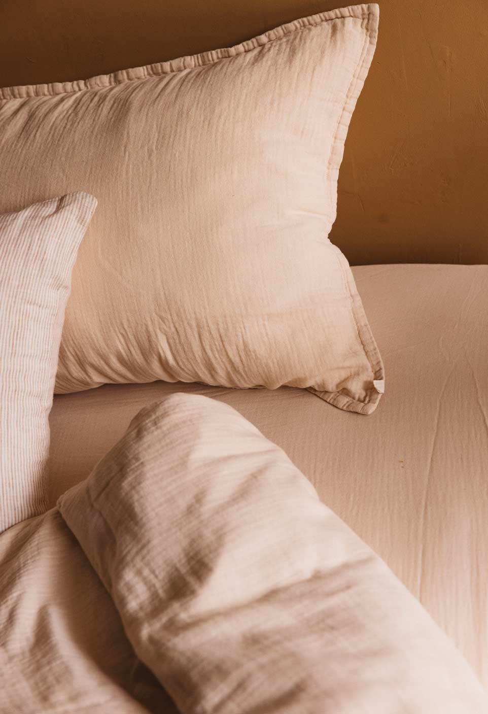 COTTON GAUZE EUROSHAM & PILLOWCASE  NUDE