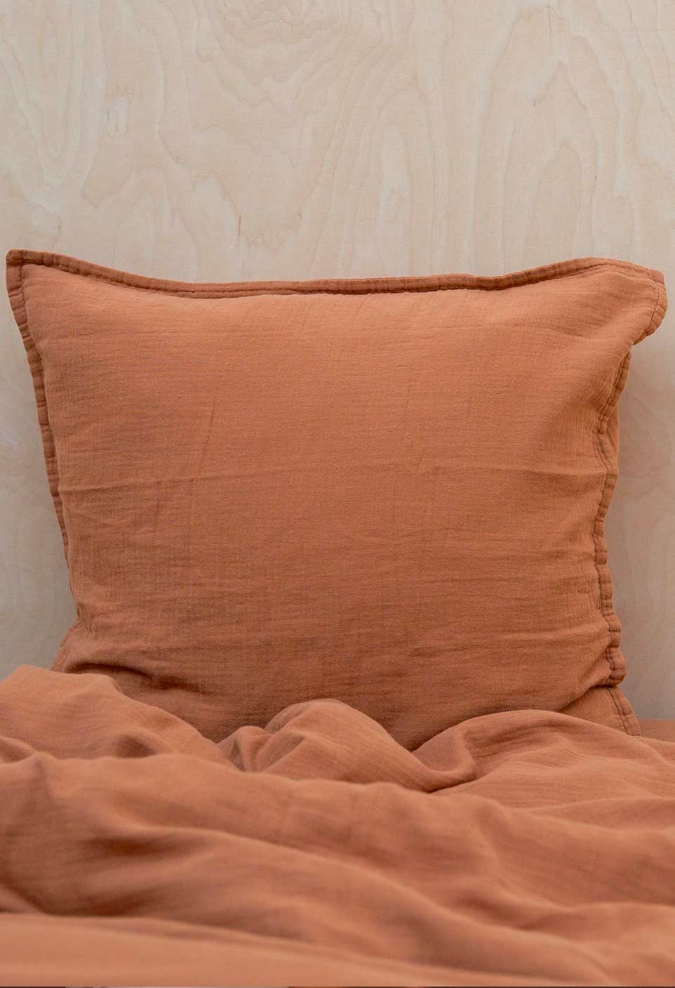 Eurosham & pillowcase cotton gauze terracotta - red - bedroom