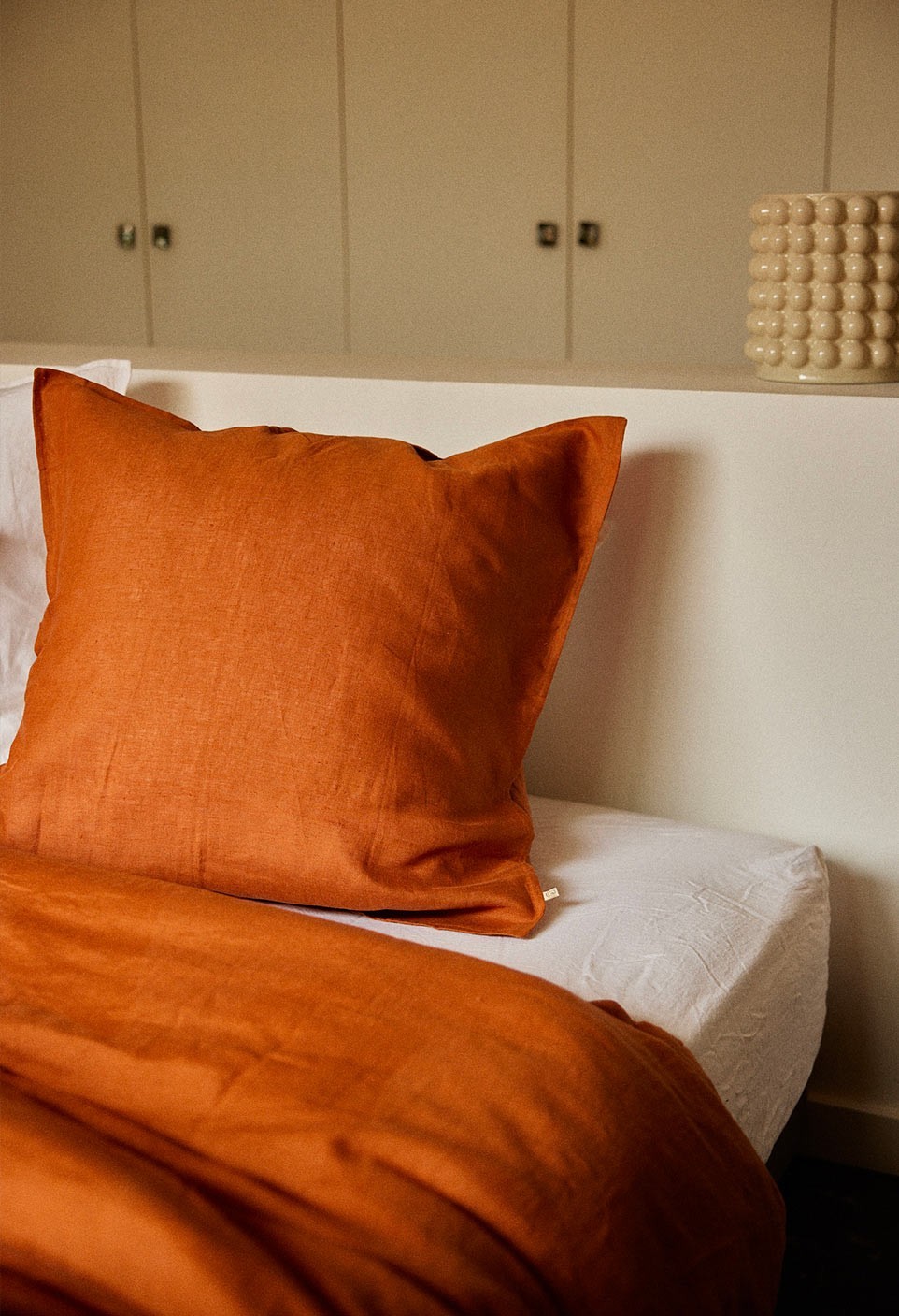 Washed linen eurosham/pillowcase Caramel | Prélude | Gabrielle Paris