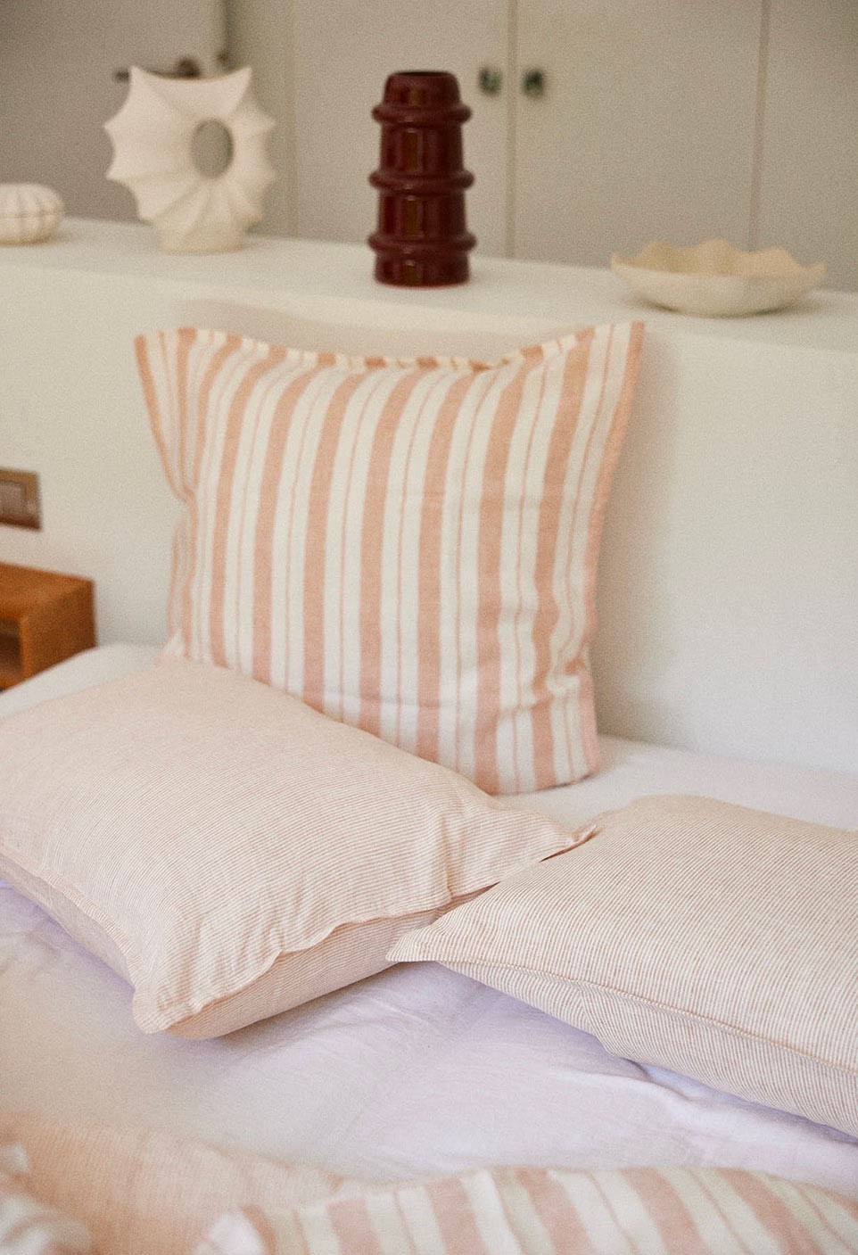 WASHED LINEN PILLOWCASE  GLAISE/MILK