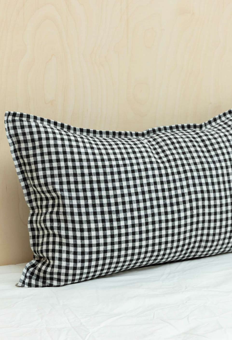 Check eurosham & pillowcase - washed linen - vichy black - bed linen