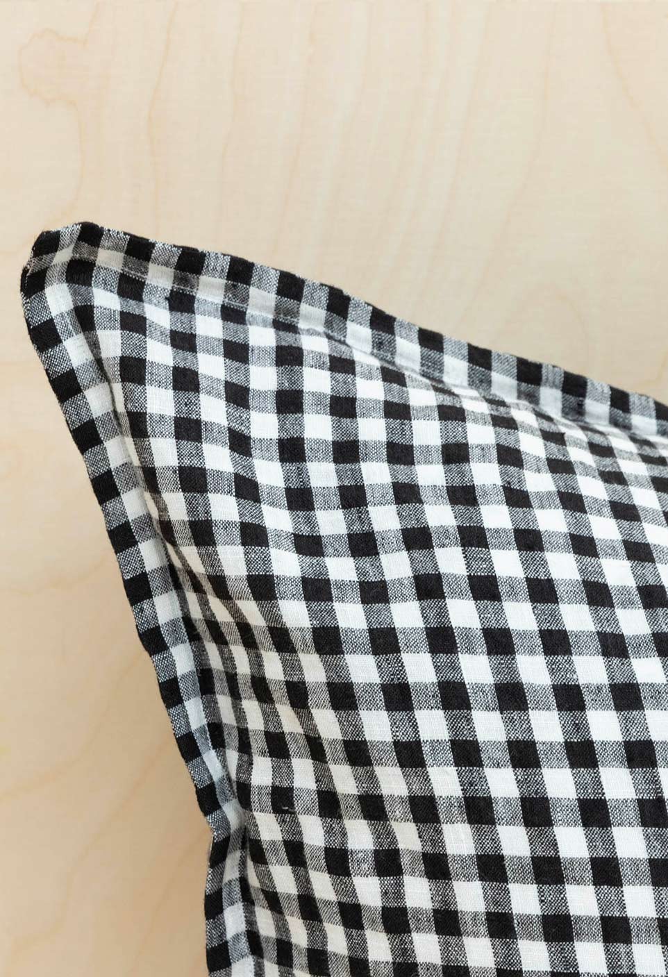 Check eurosham & pillowcase - washed linen - vichy black - bed linen