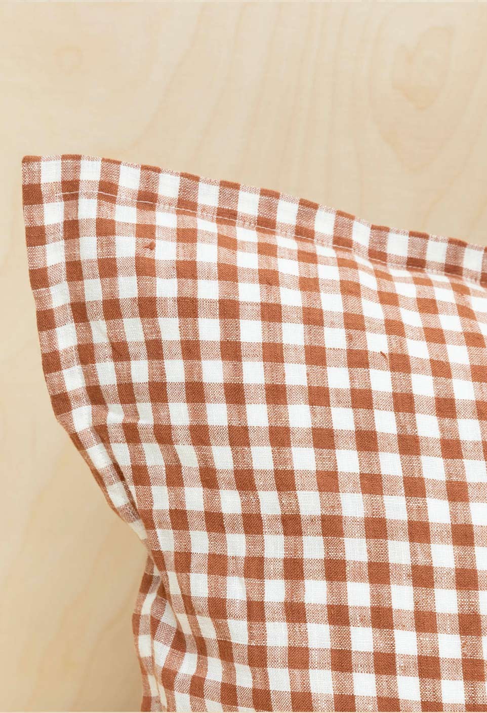 Check eurosham & pillowcase - washed linen - vichy brique - bed linen