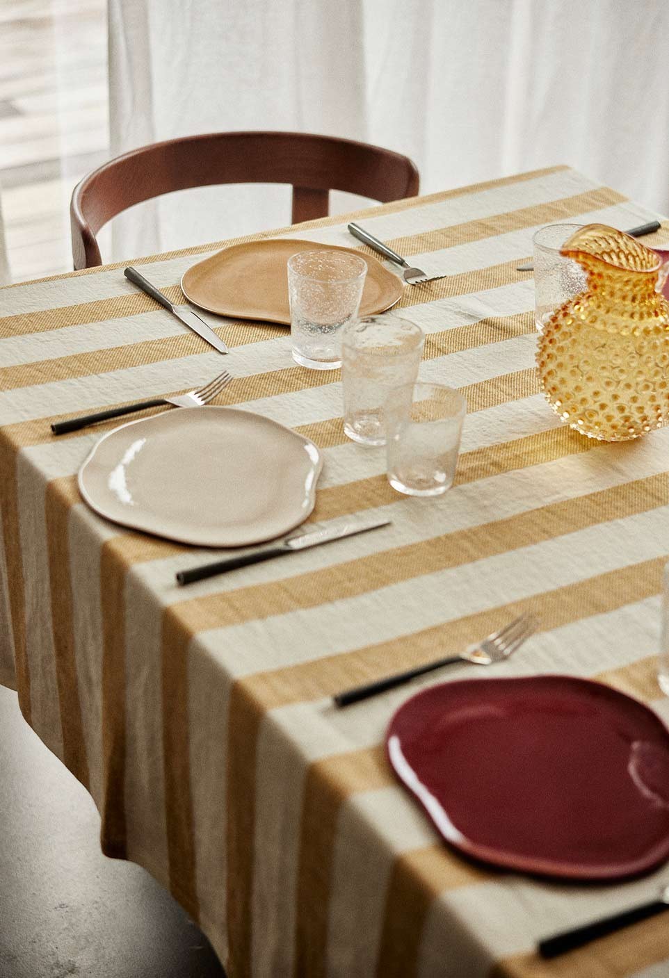 BASTIDE TABLECLOTH  CURRY STRIPES LINEN