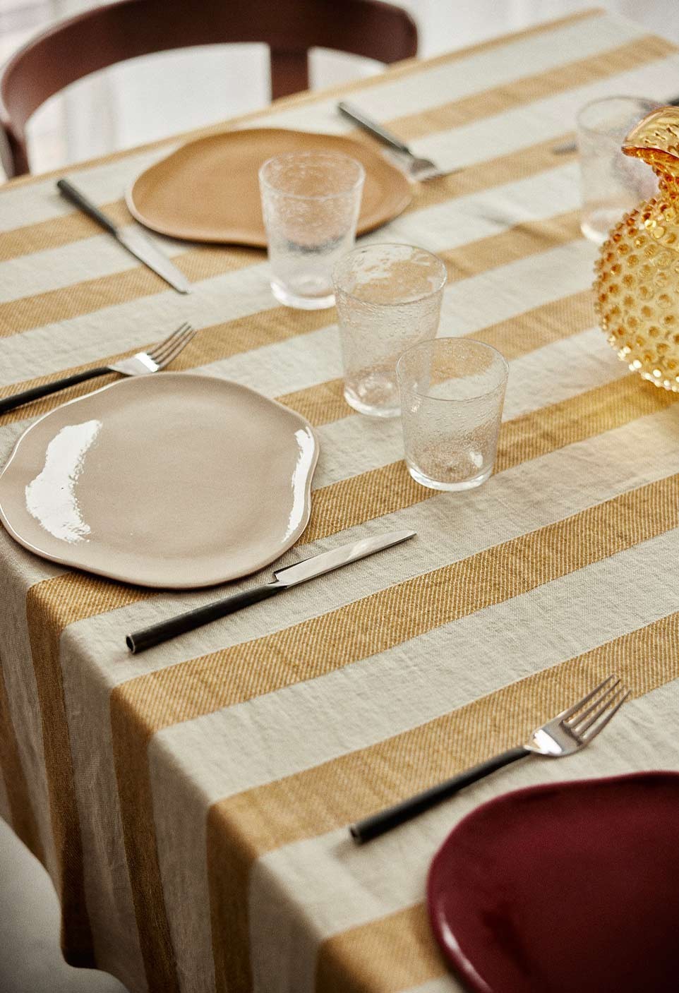 BASTIDE TABLECLOTH  CURRY STRIPES LINEN