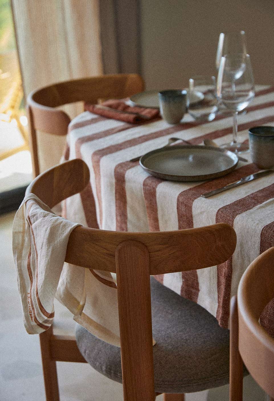 BASTIDE TABLECLOTH  MOKA STRIPES LINEN