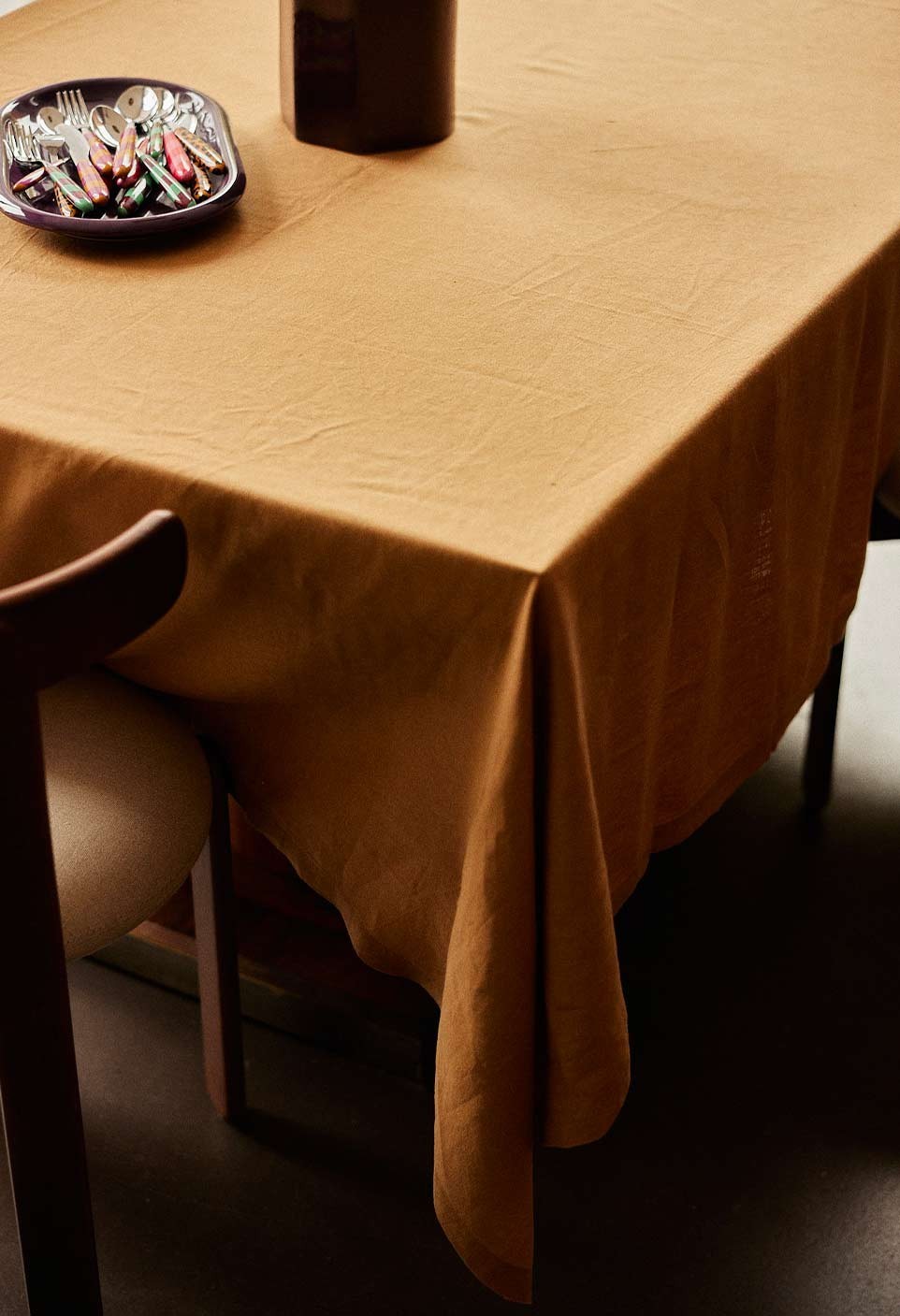 Washed linen tablecloth | Camel Tabac | Gabrielle Paris