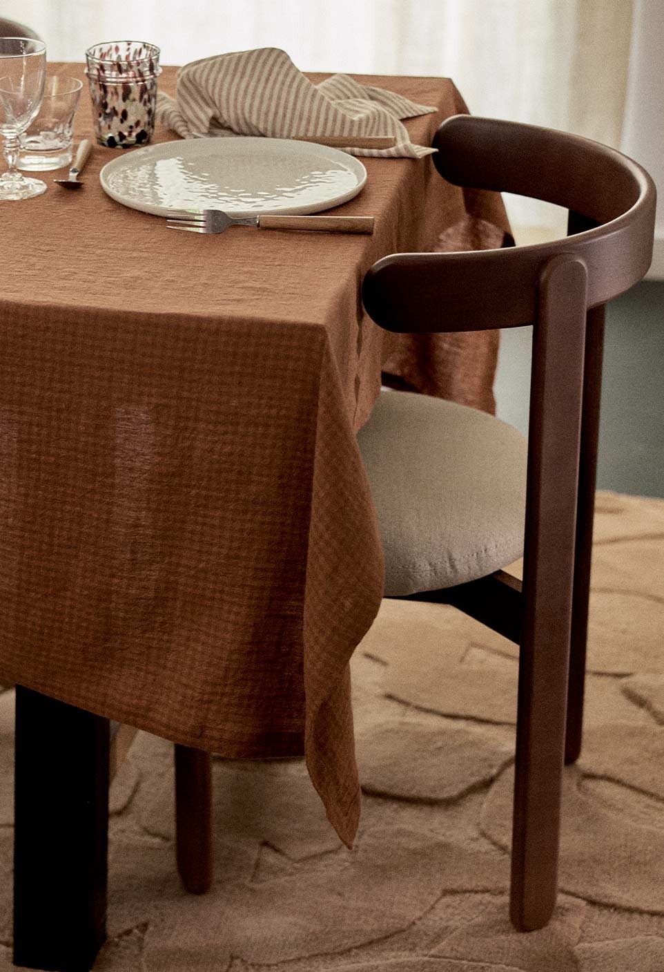 new Marsala Vichy linen tablecloth.