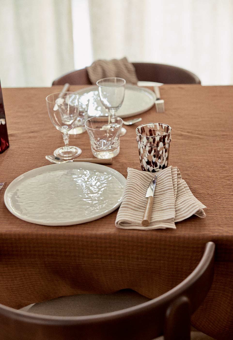 new Marsala Vichy linen tablecloth.