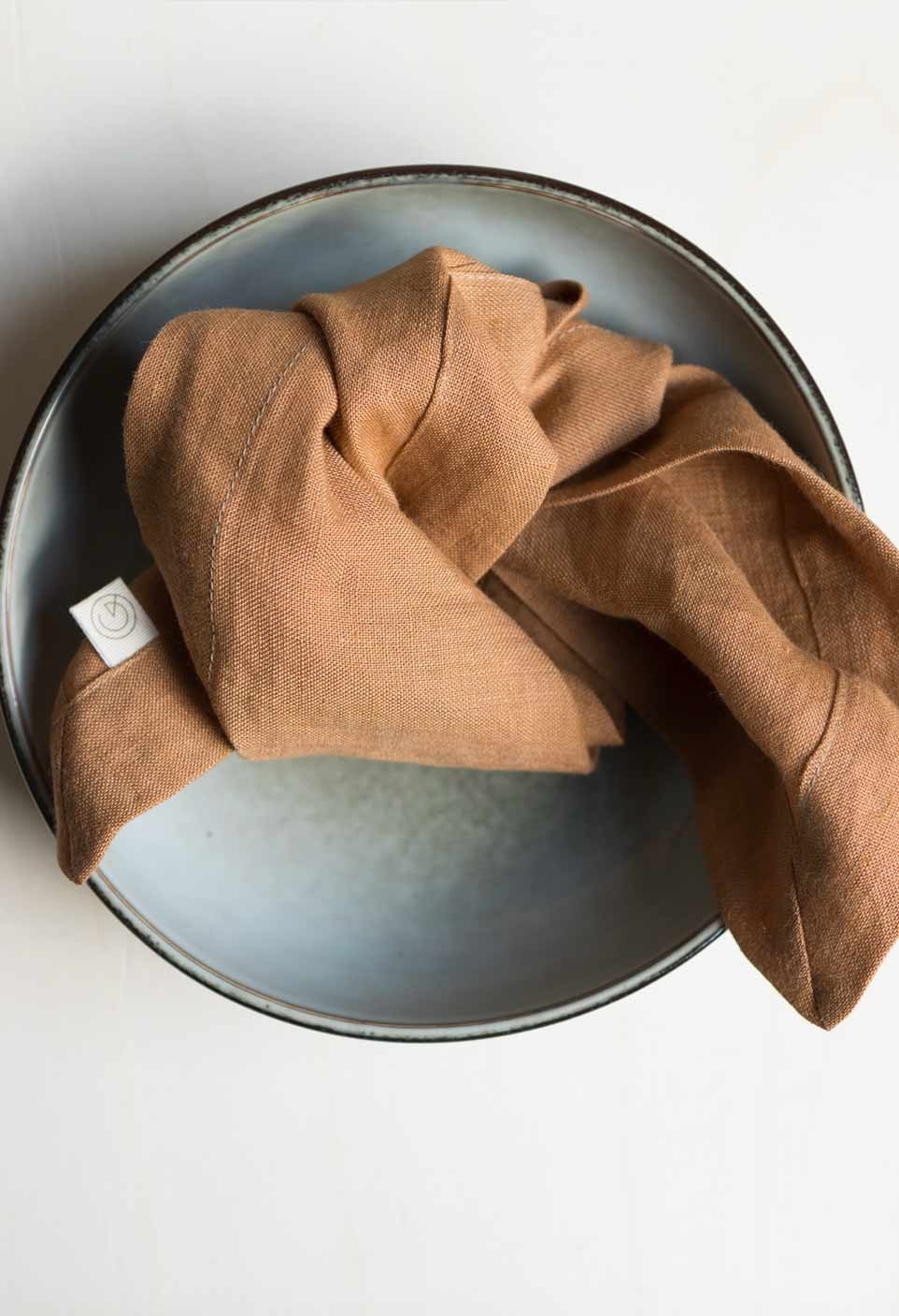 washed linen napkin camel tabac | Gabrielle Paris