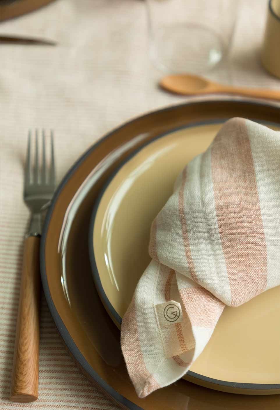 LARGE STRIPE NAPKIN GLAISE/ MILK | GABRIELLE PARIS