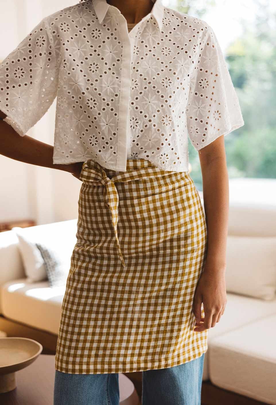 Apron check - vichy curry - washed linen - table linen