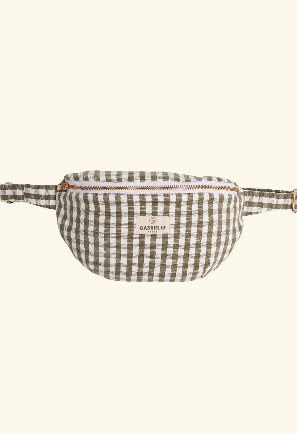 Cotton waist bag vichy kaki