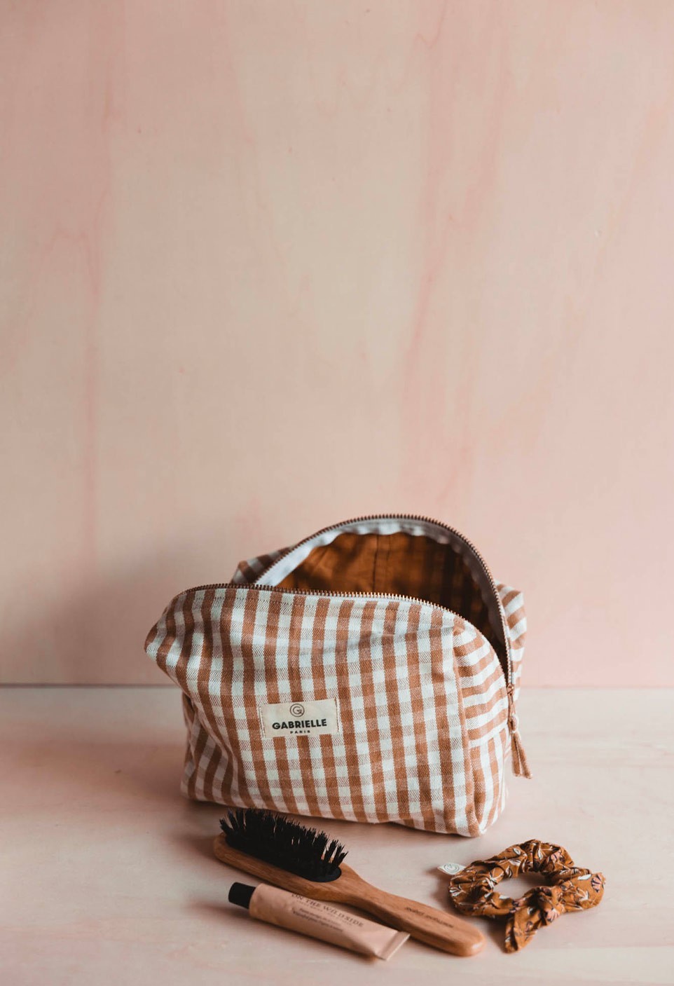 COTTON TOILET BAG  VICHY CAMEL