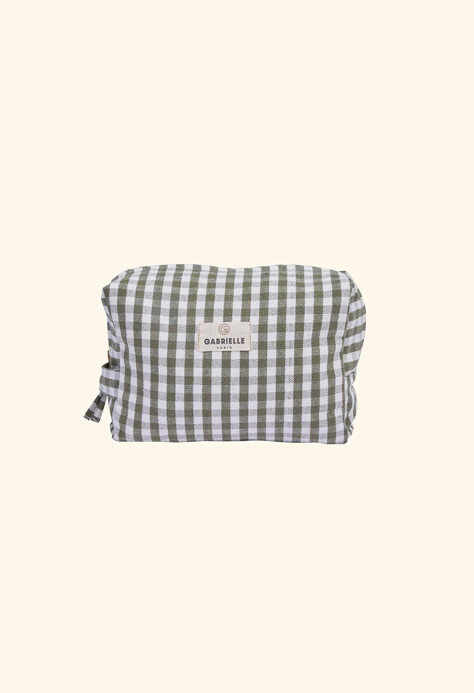 Kaki vichy cotton toilet bag