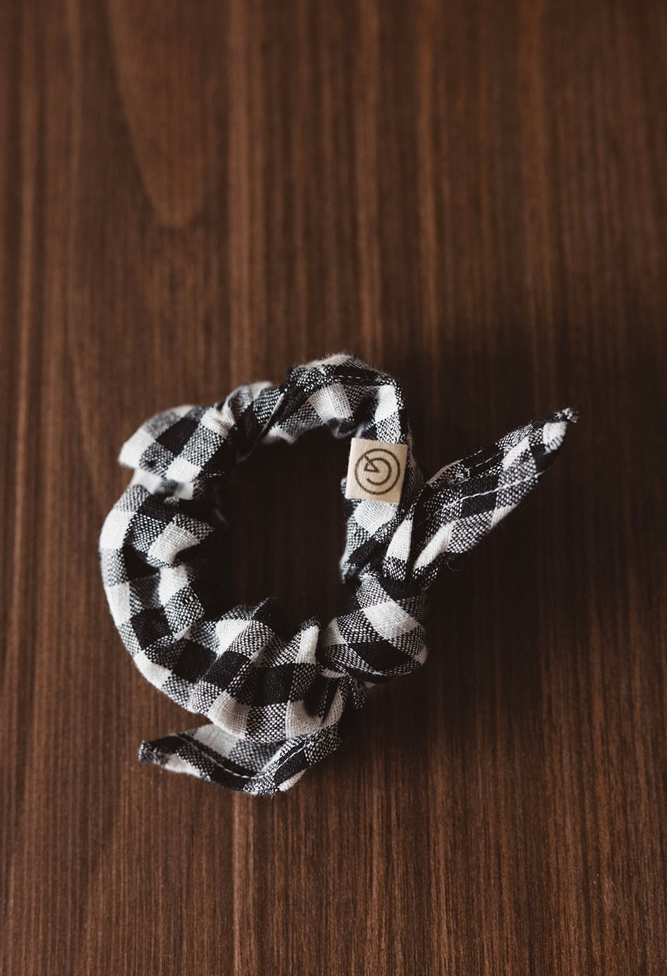 Check scrunchie - washed linen - vichy black - woman accessory