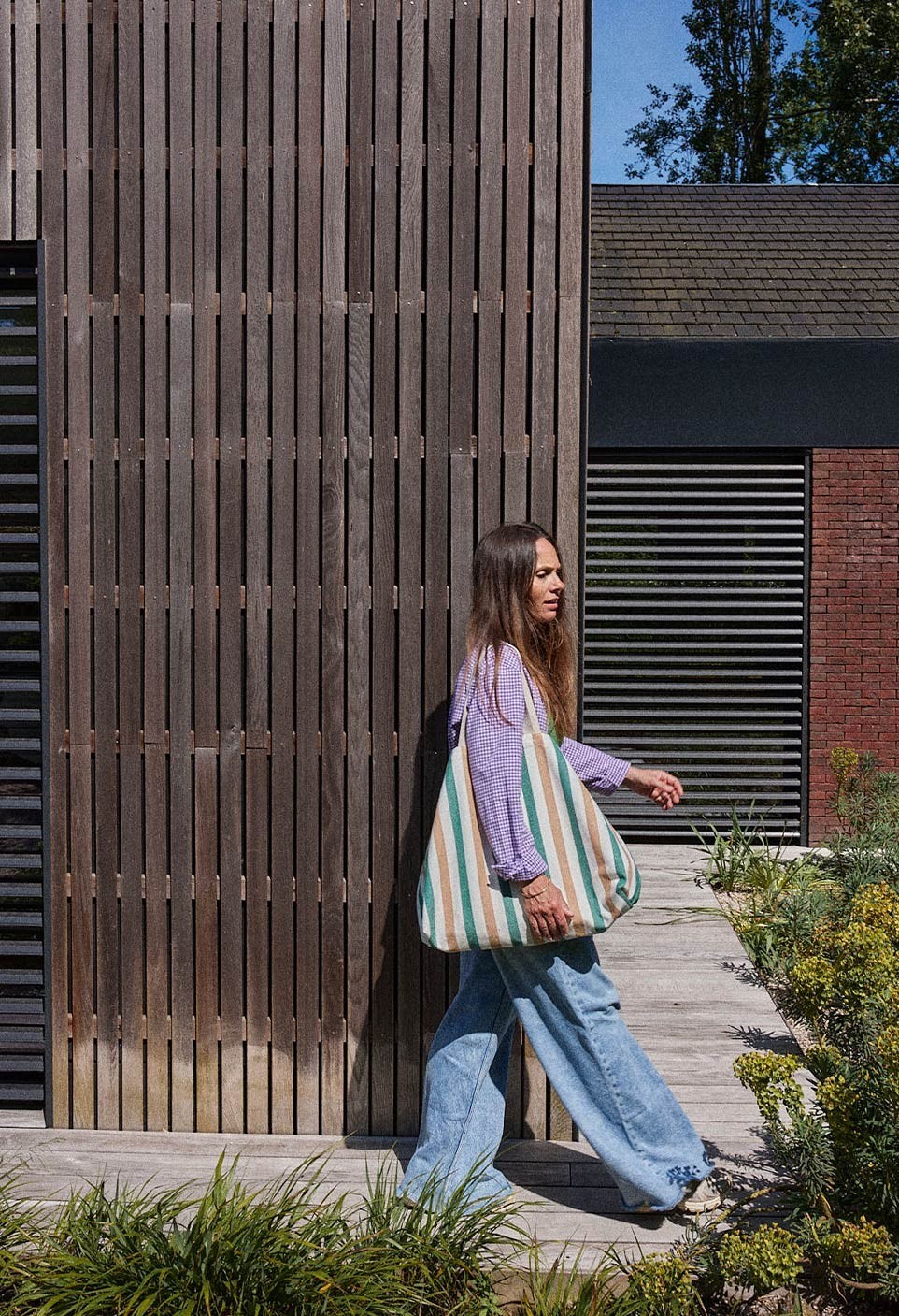 SAC DE PLAGE XXL  RAYURES EMERAUDE