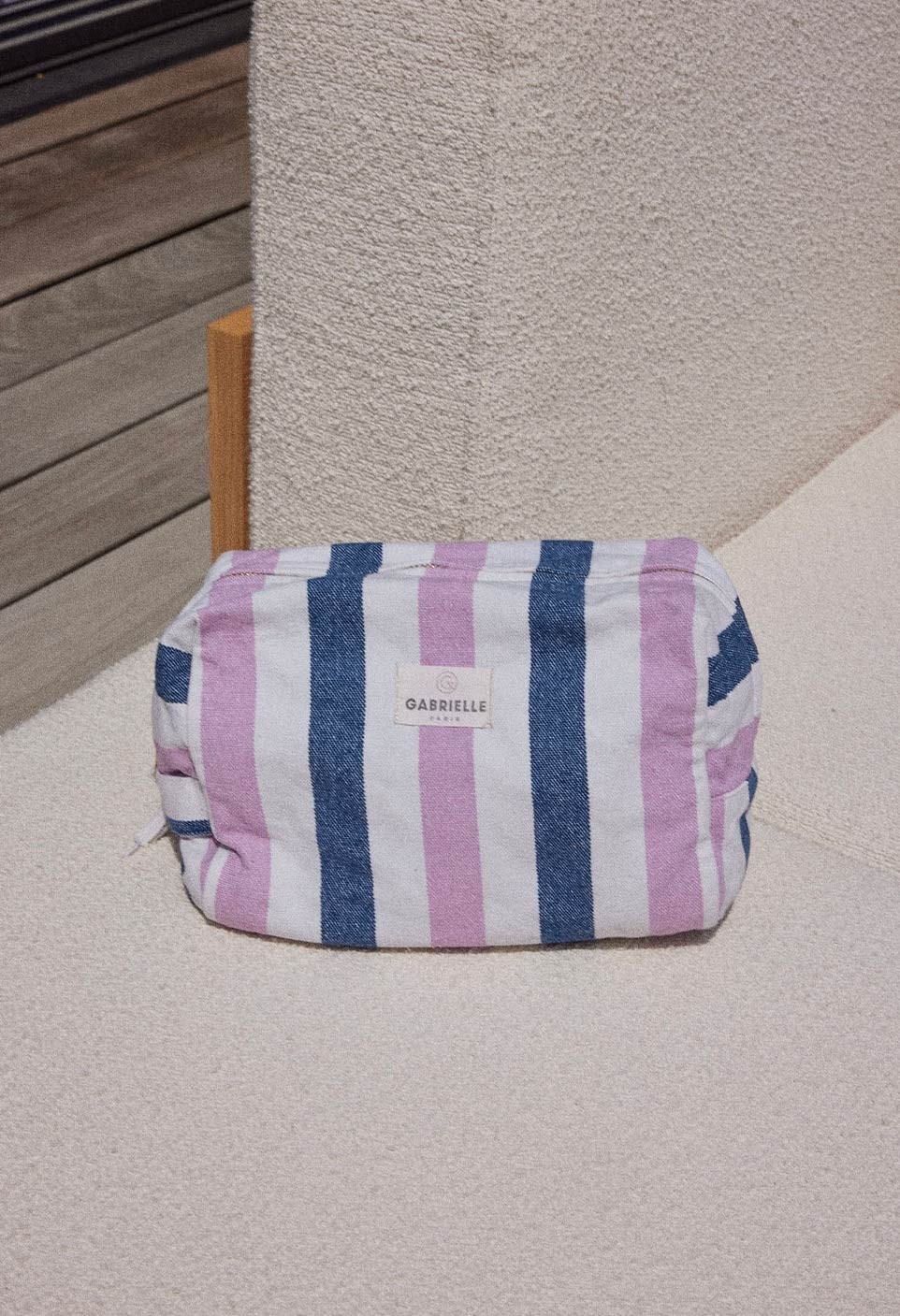 The indigo stripe cotton toiletry bag