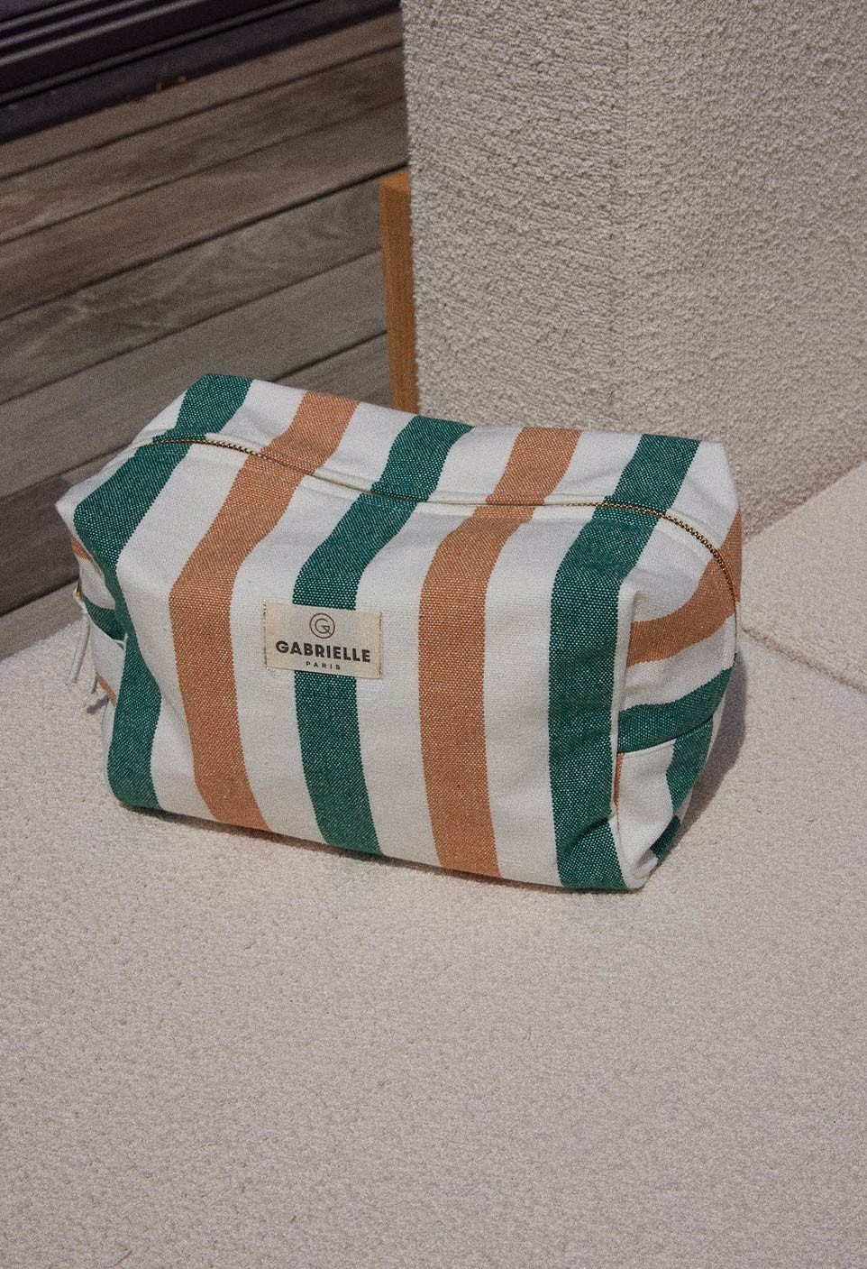 The emerald stripes toiletry bag