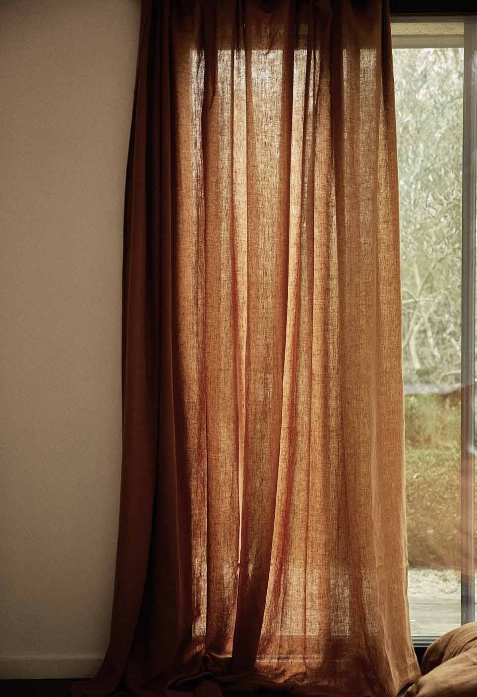 Washed Linen Curtain Caramel | Elegant & Warm Household Linen