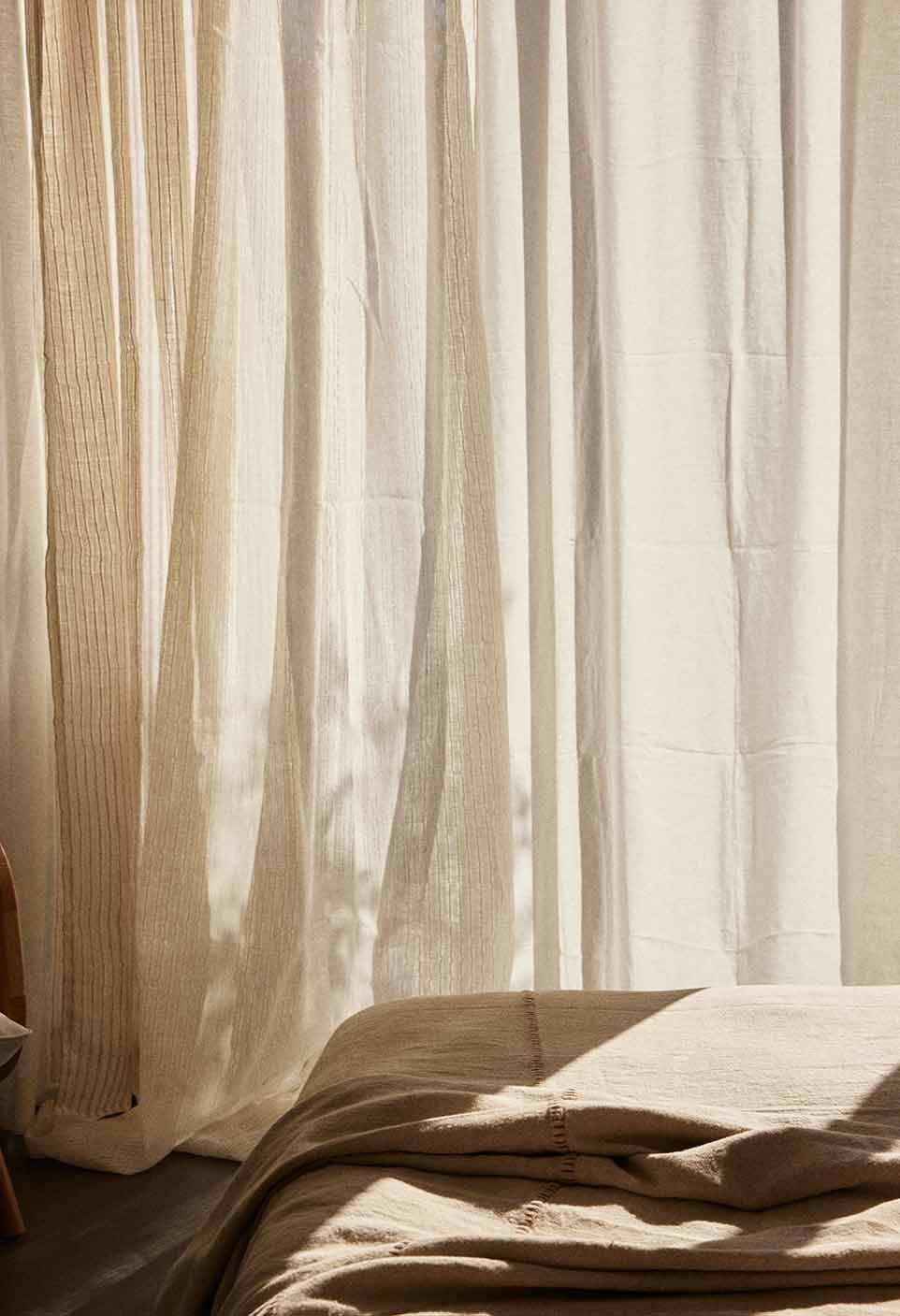 Washed linen curtain milk 140x280cm