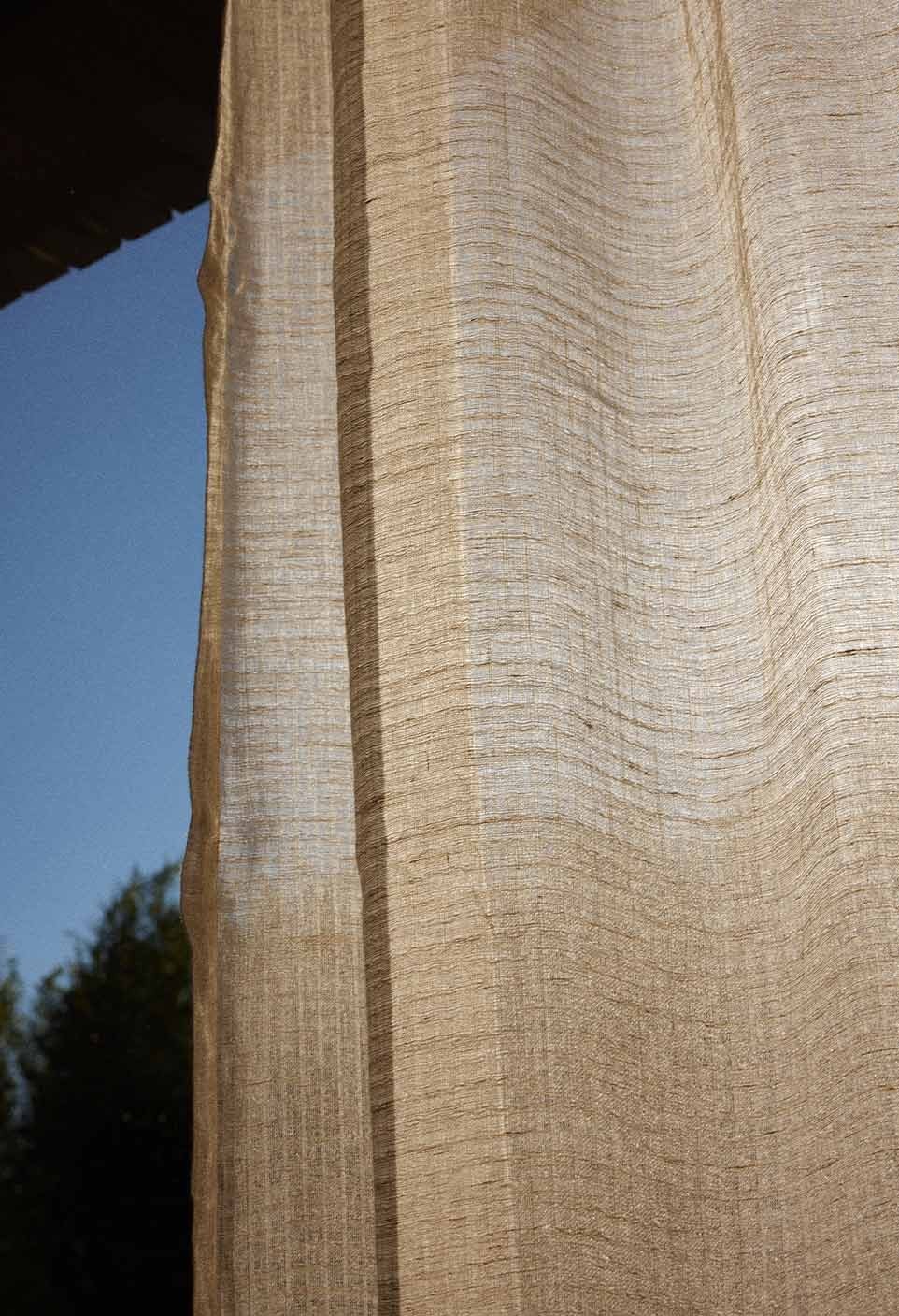 RIDEAU EN VOILE DE LIN  JACQUARD NATUREL