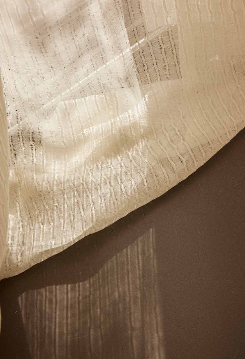 Linen veil curtain milk stripes 140x280cm