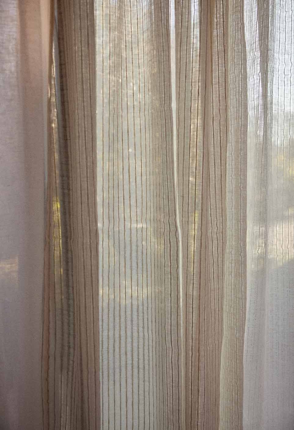 Linen veil curtain natural stripes 140x280cm