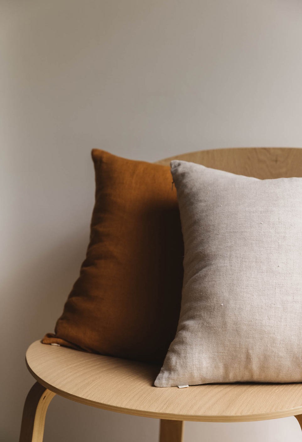 washed linen cushion natural