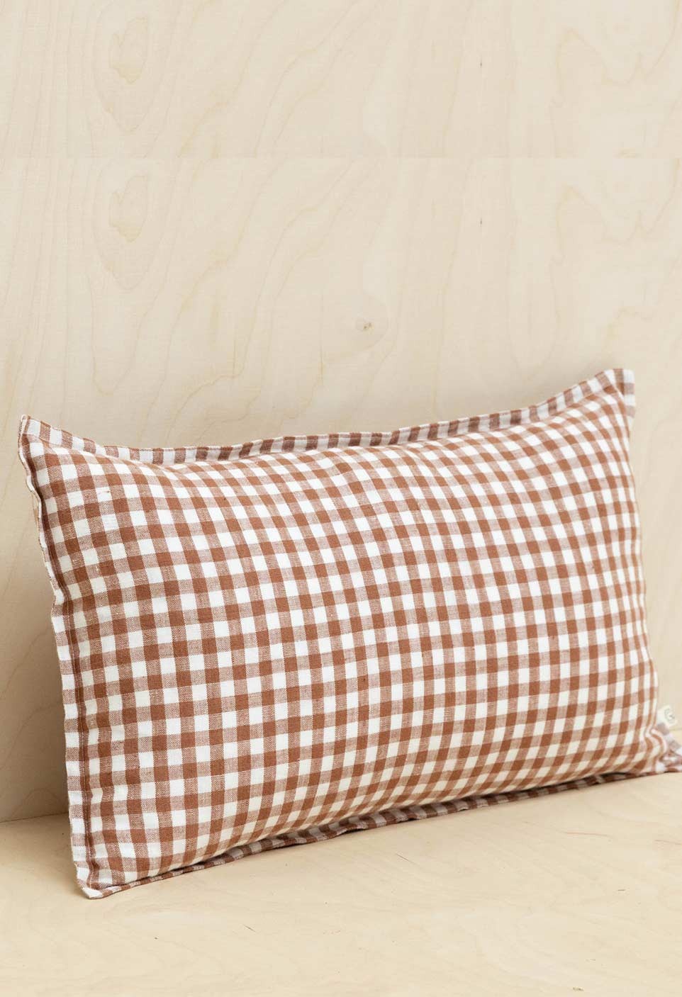 Check taormina cushion - washed linen - vichy brique - decoration