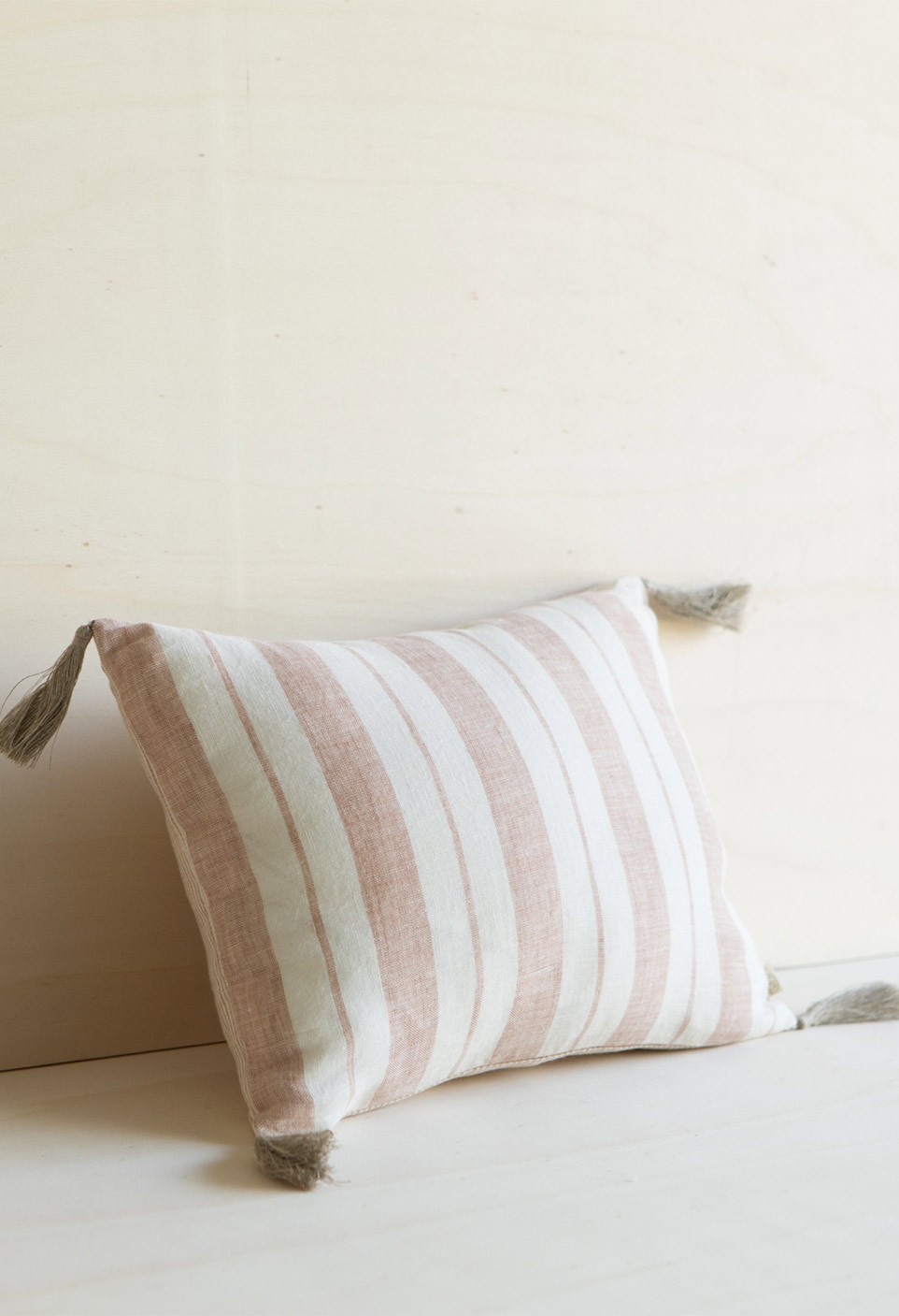 washed linen striped bahia cushion glaise milk