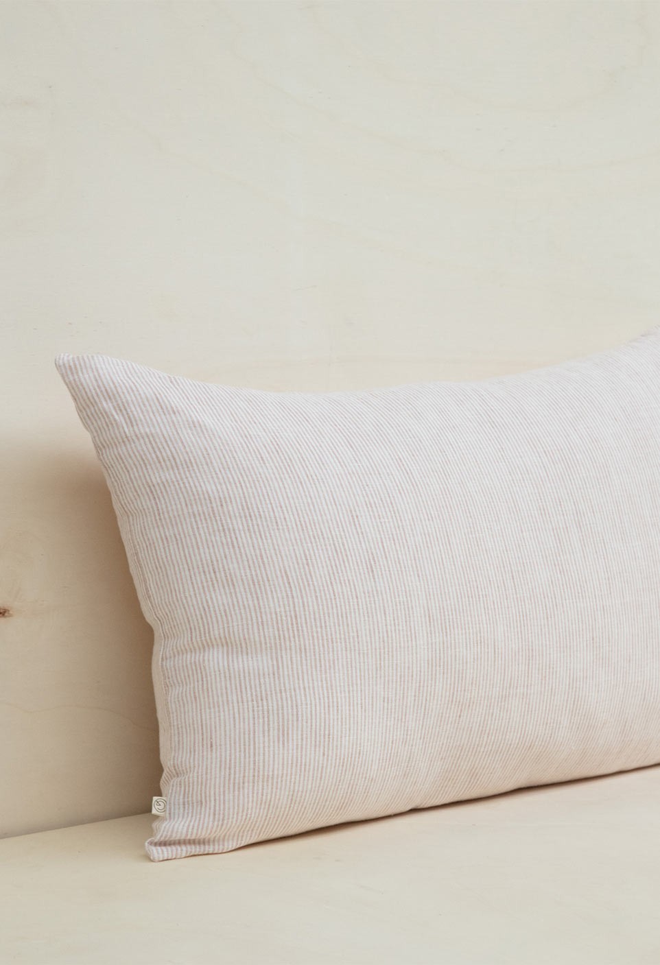 striped washed linen sao paulo cushion pink glaise milk