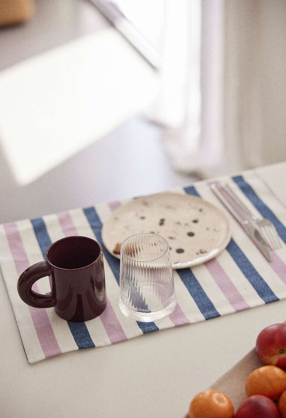 The indigo striped cotton placemat