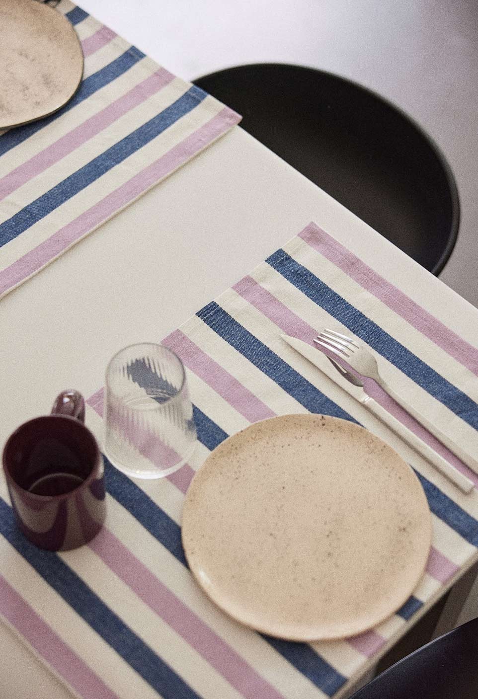 The indigo striped cotton placemat