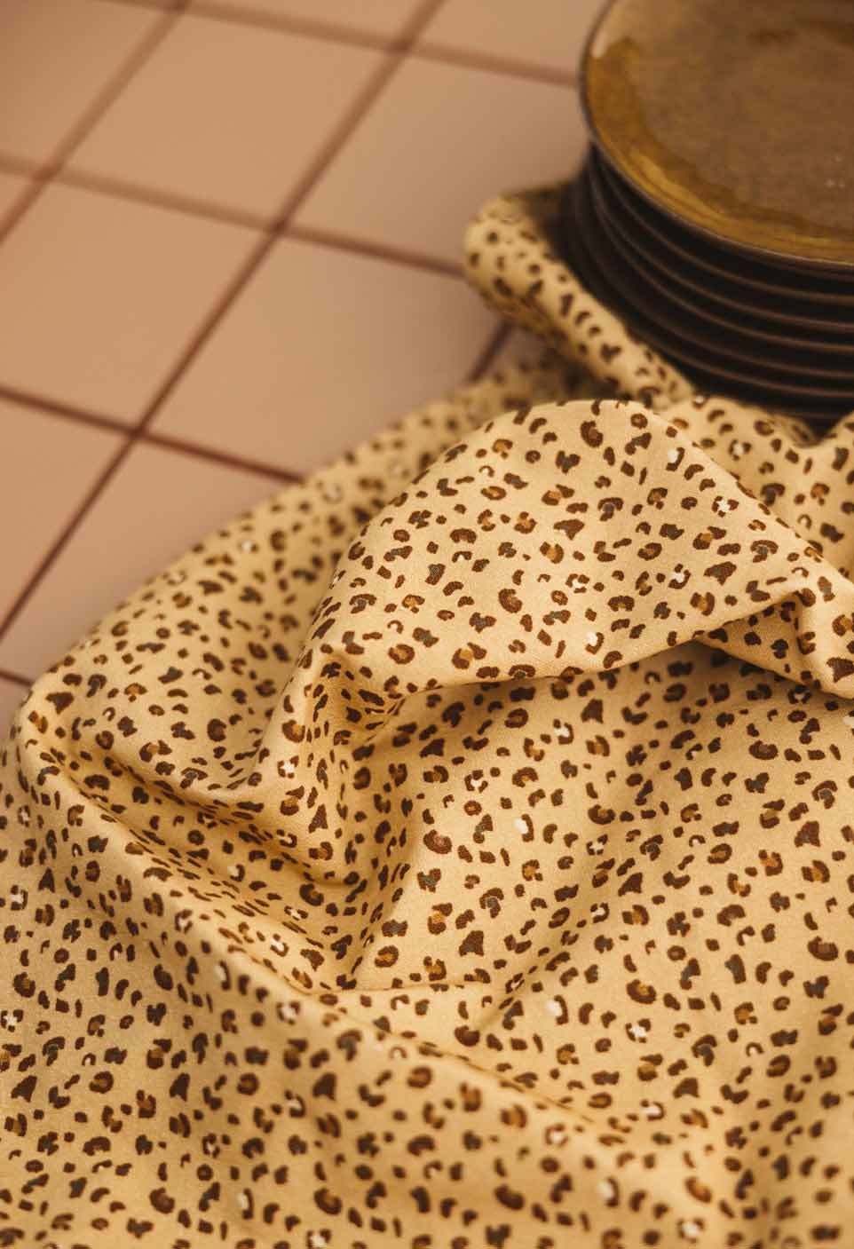 Cotton dishcloth - léopard sable print - table linen