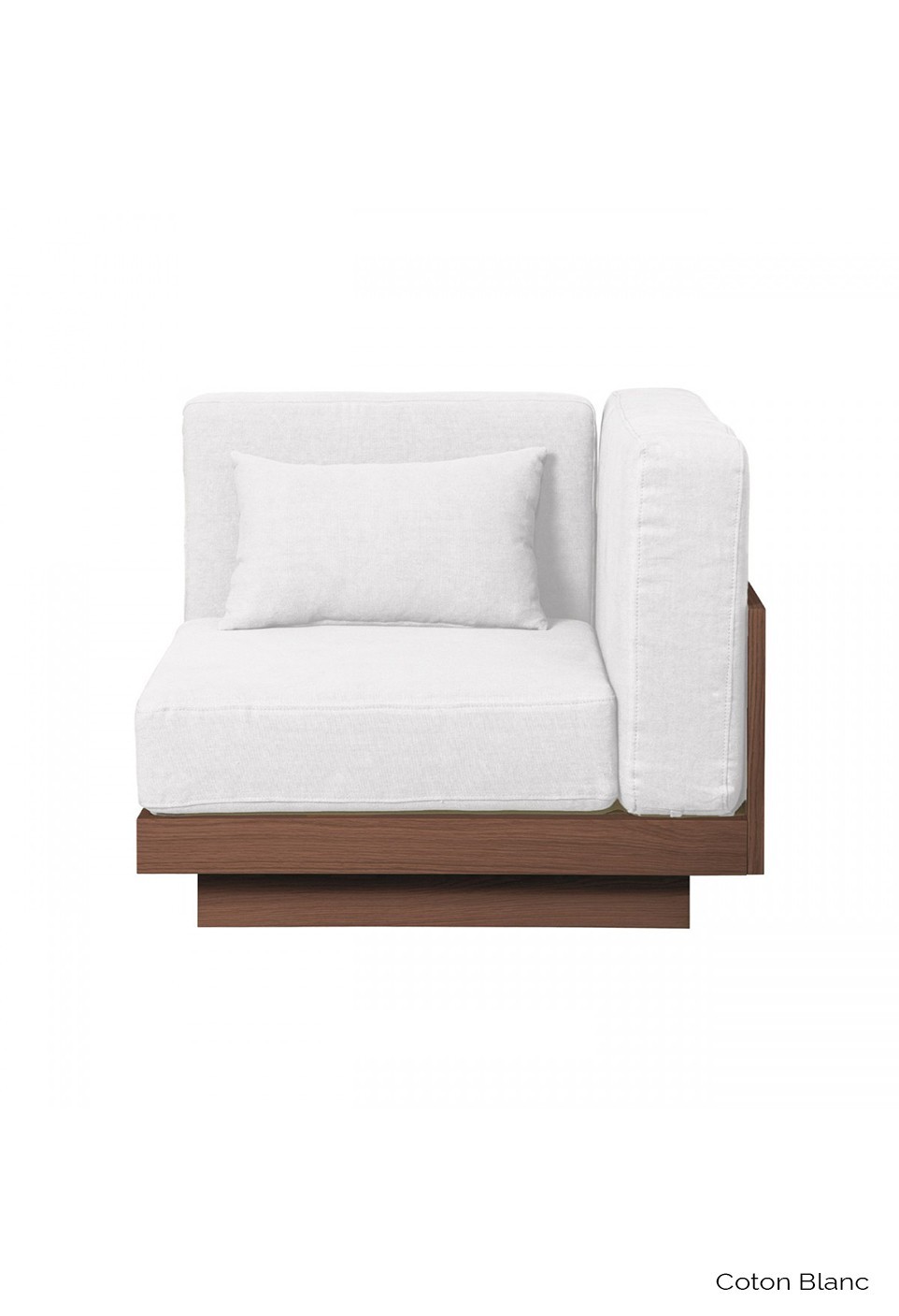 FAUTEUIL D'ANGLE  FINITION NOYER COTON BLANC