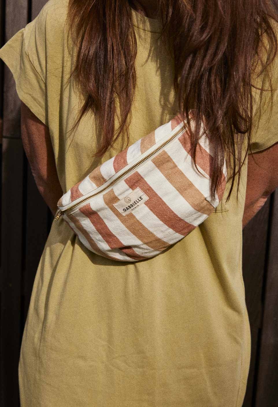 Brique striped waist bag