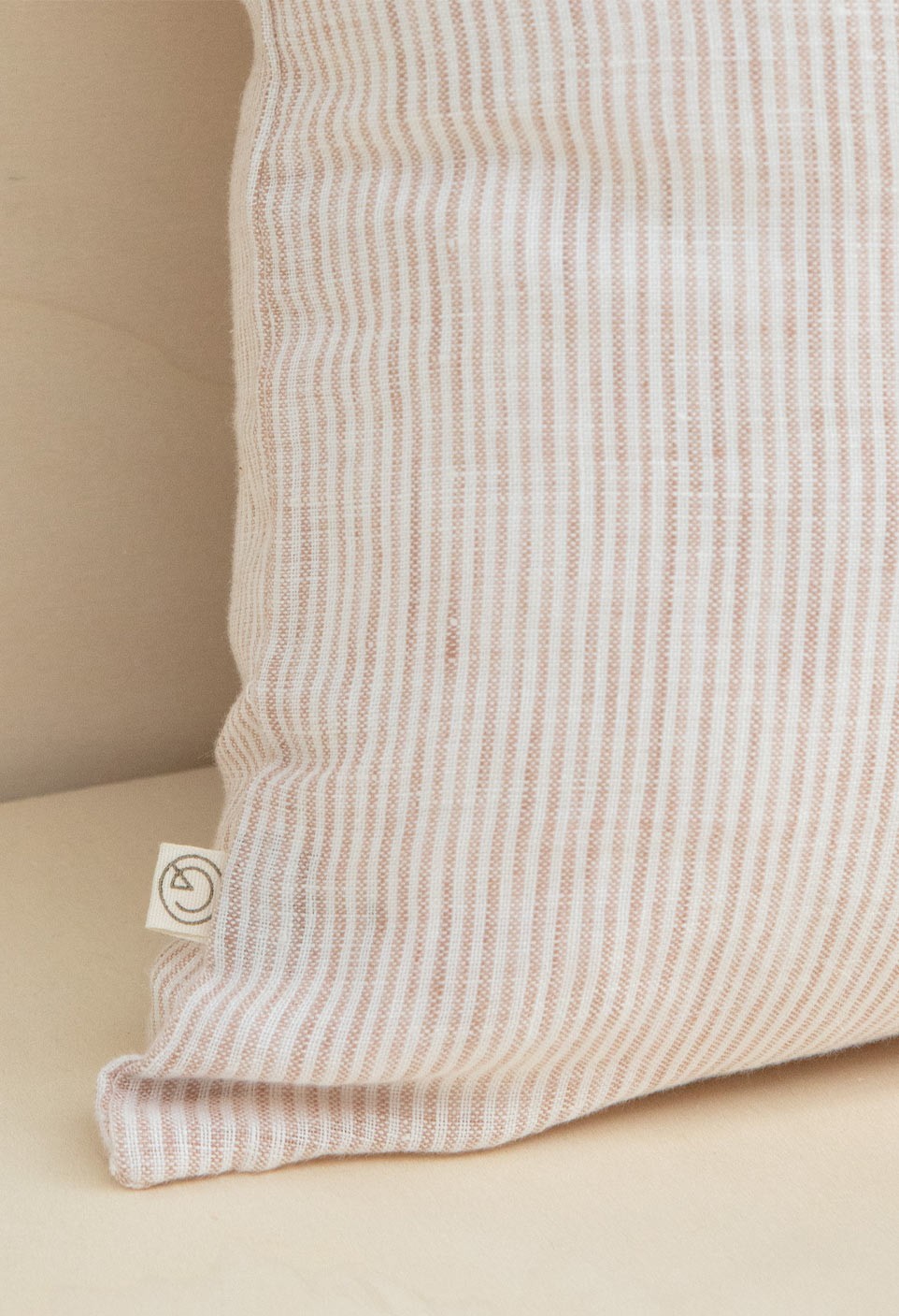 striped washed linen sao paulo cushion pink glaise milk