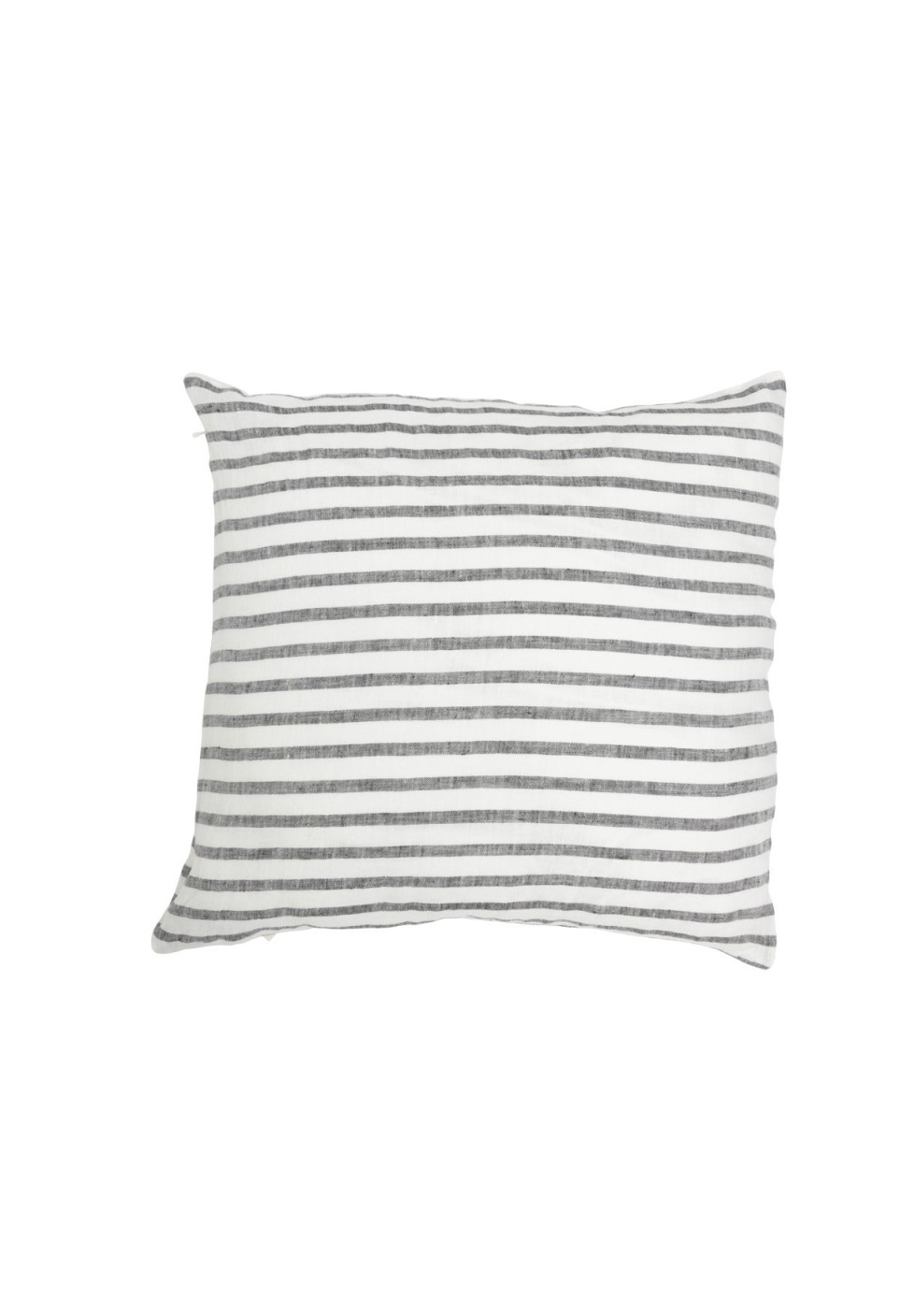 striped washed linen cushion black milk