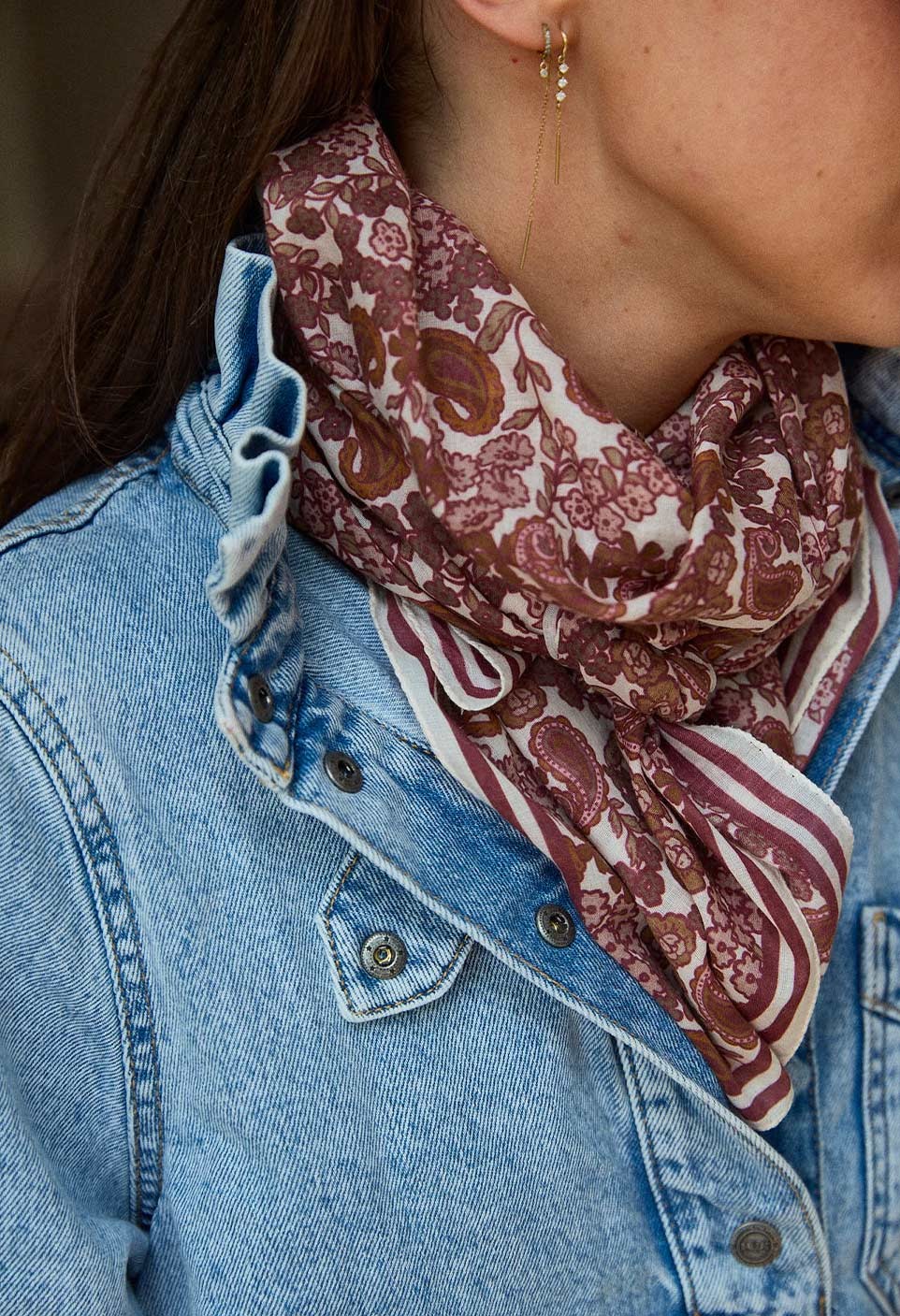 FOULARD ARABESQUE BORDEAUX