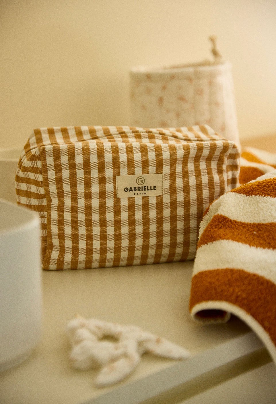 TROUSSE DE TOILETTE  EN COTON VICHY CURRY