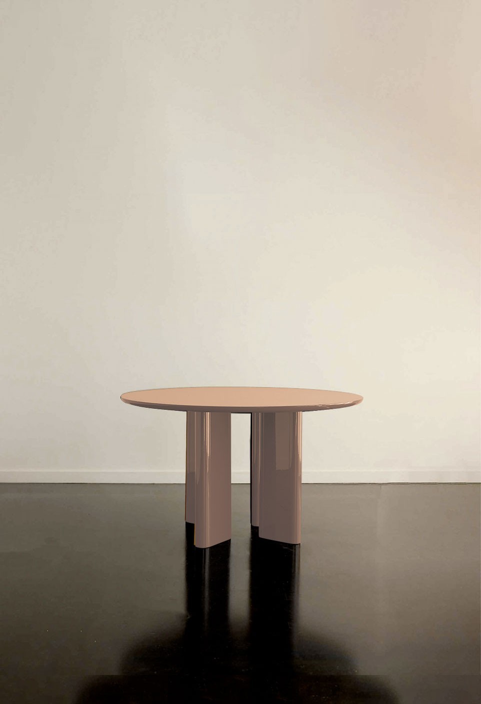 JOE ROUND DINING TABLE  CRANBERRY LACQUERED WOOD