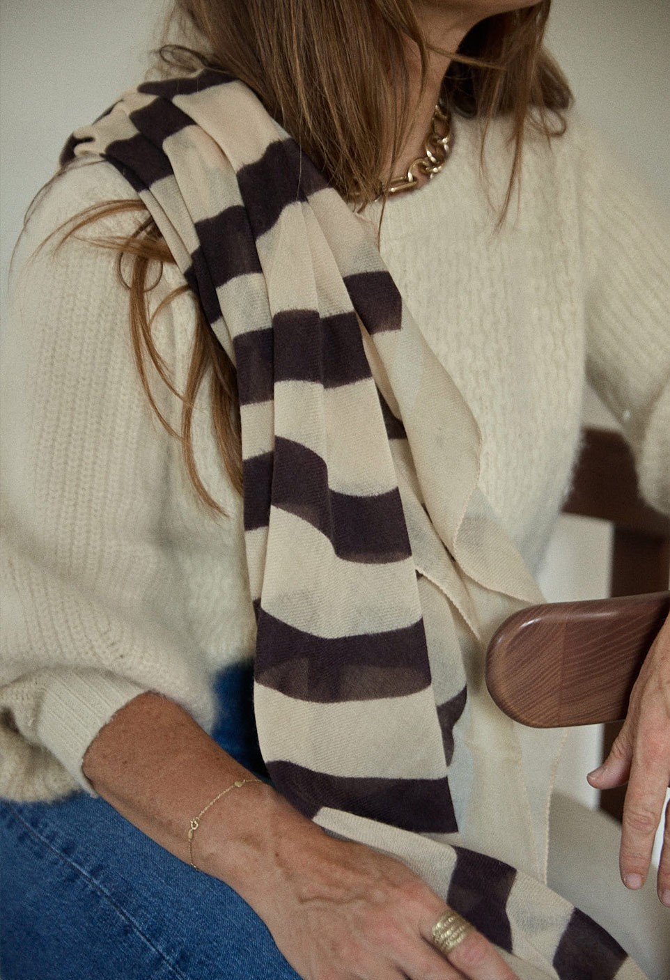 FOULARD EN LAINE  ZEBRA BEIGE