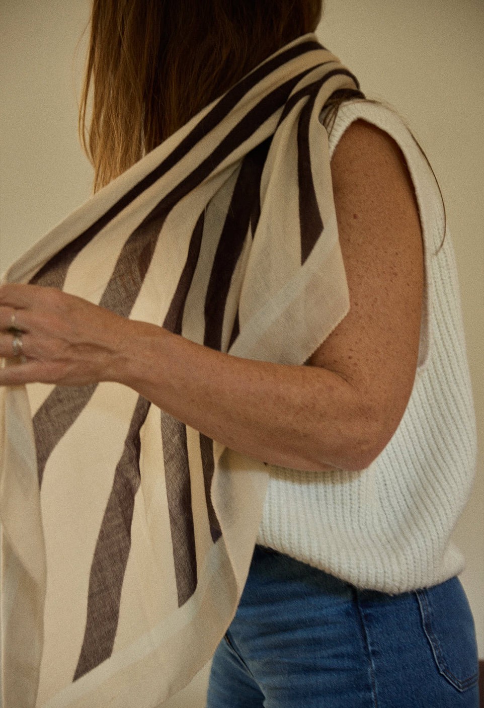 FOULARD EN LAINE  ZEBRA BEIGE